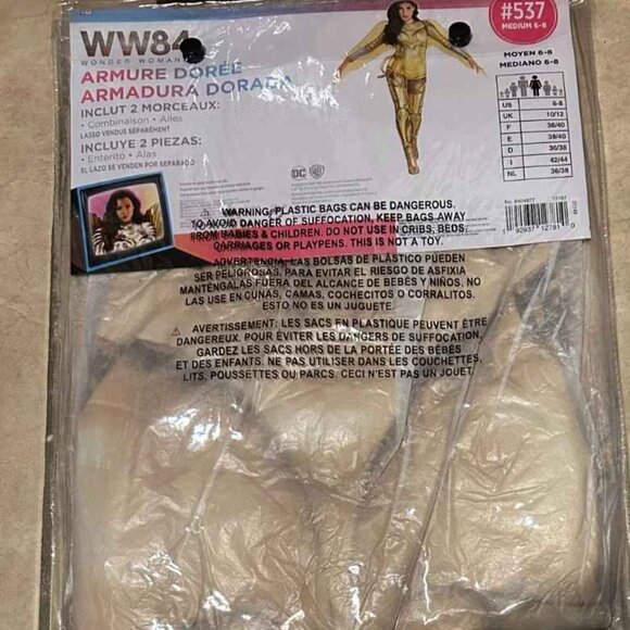 GENUINE WONDER WOMAN WW84 GOLDEN ARMOR MEDIUM 8-10 COSTUME - Picture 2 of 4